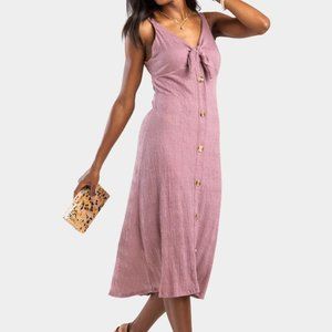 Blu Pepper Mauve Katia Front Tie Midi Dress ✨ Sz S